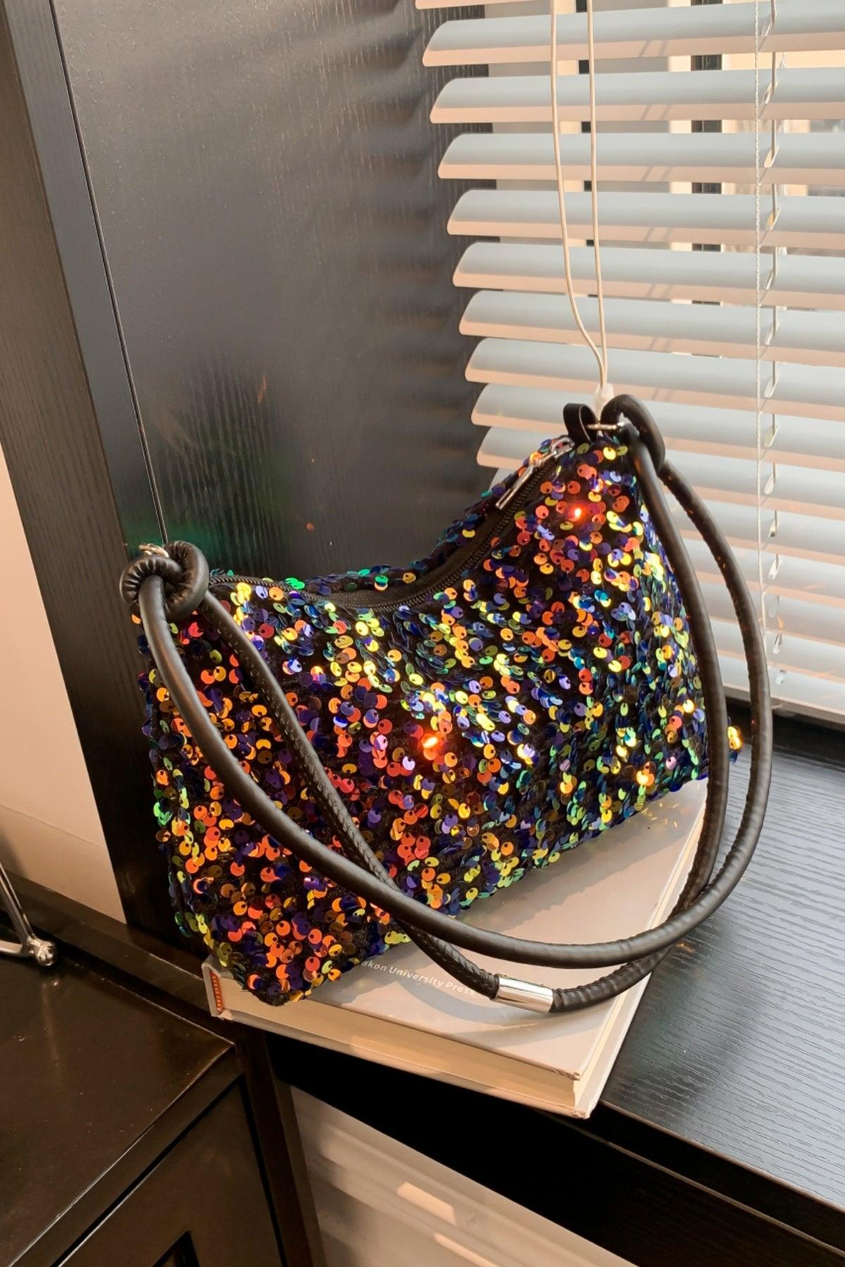 Sequin Double Strap Shoulder Bag - Trendy by Luna