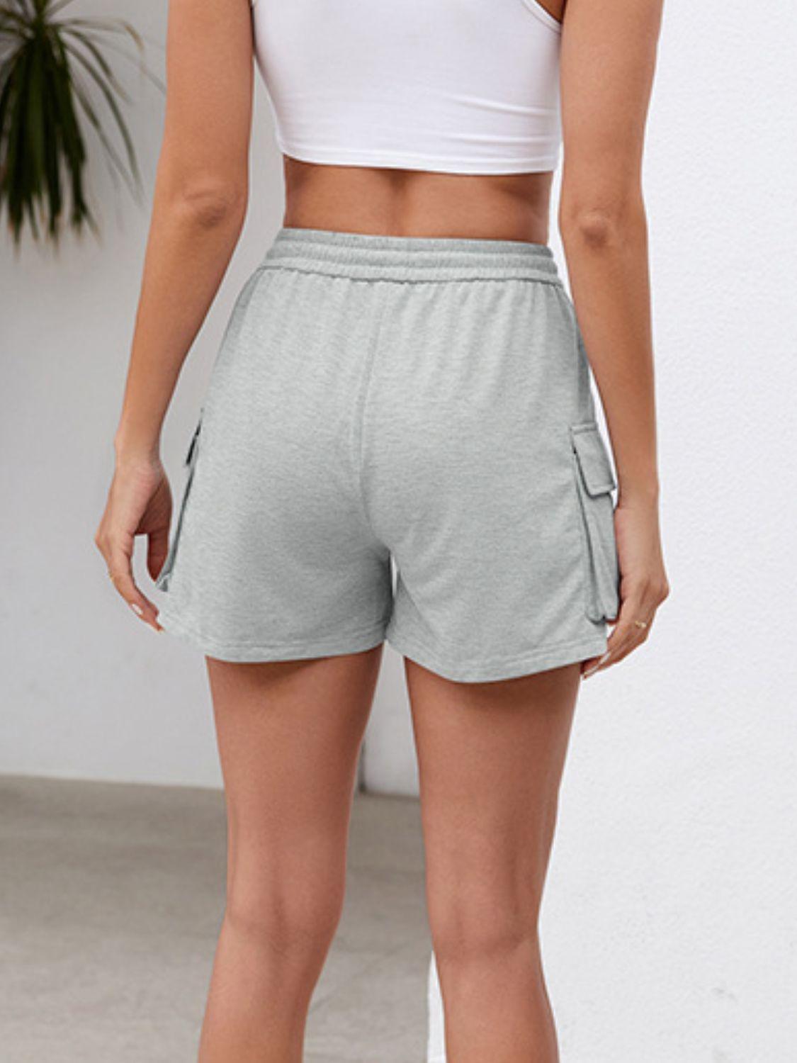 Drawstring Elastic Waist Shorts with Pockets - Trendy by Luna