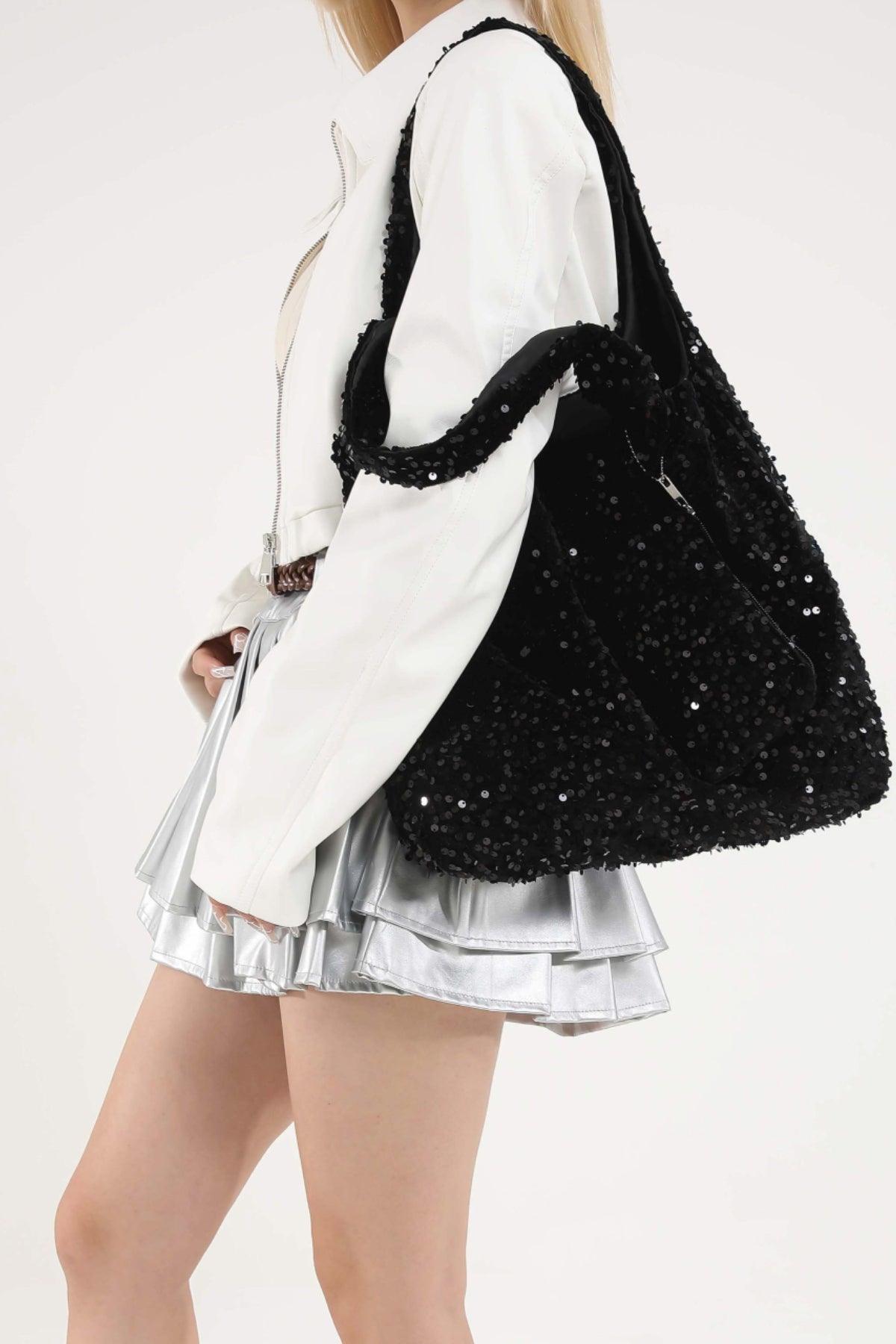 Sequin Polyester Handbag - Trendy by Luna