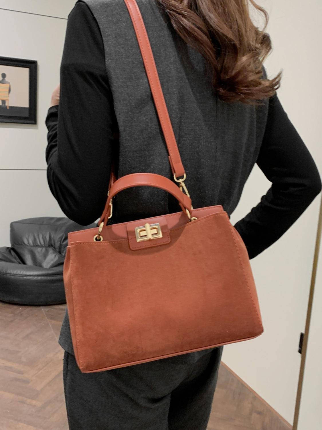 Solid Color Handbag with Removable Strap - Trendy by Luna