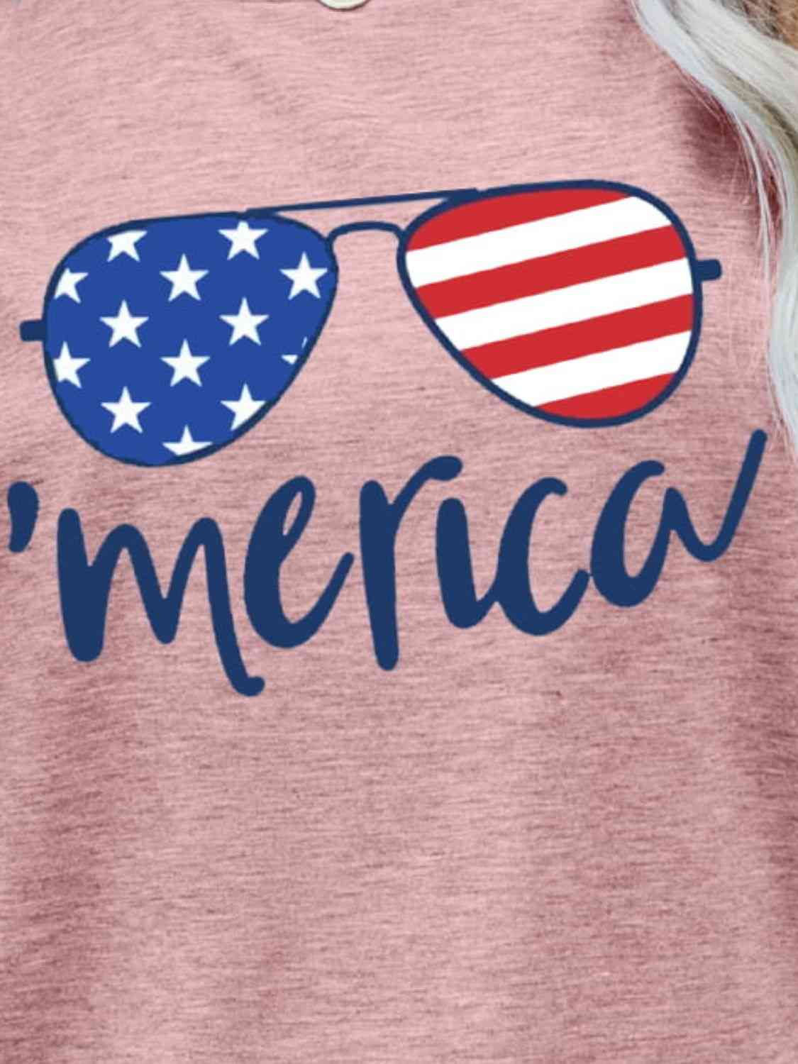 US Flag Glasses Graphic Tee - Trendy by Luna