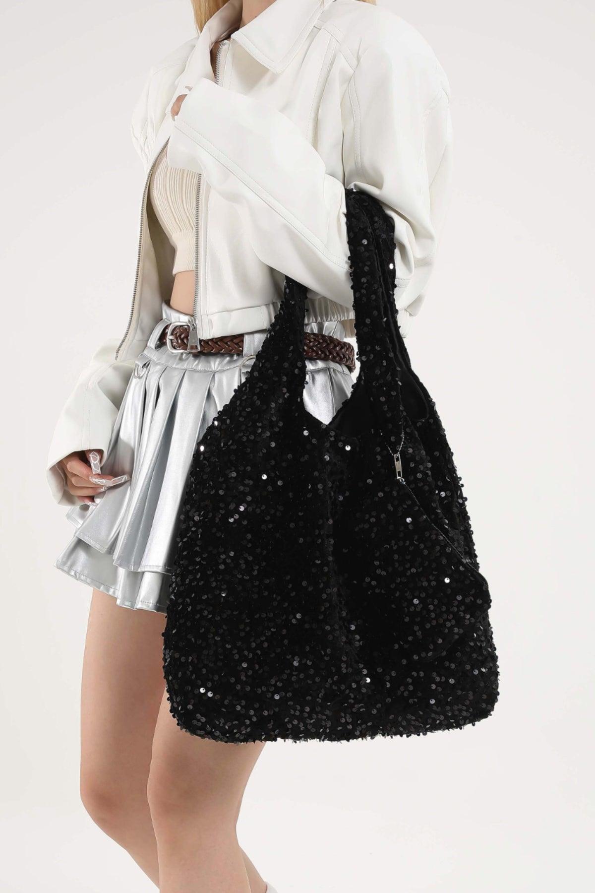 Sequin Polyester Handbag - Trendy by Luna