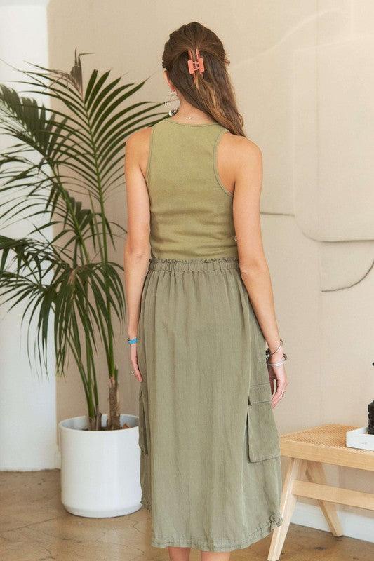 ADORA Drawstring Sleeveless Washed Dress - Trendy by Luna