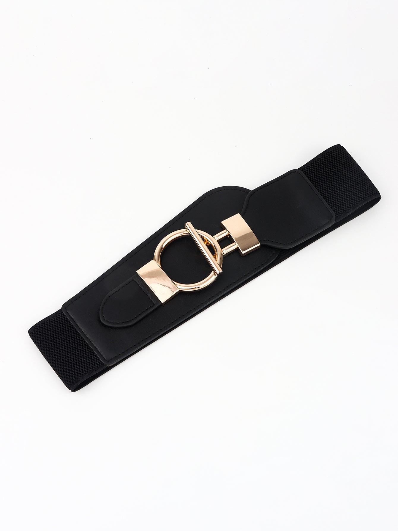 PU Elastic Wide Belt with Alloy Buckle - Trendy by Luna