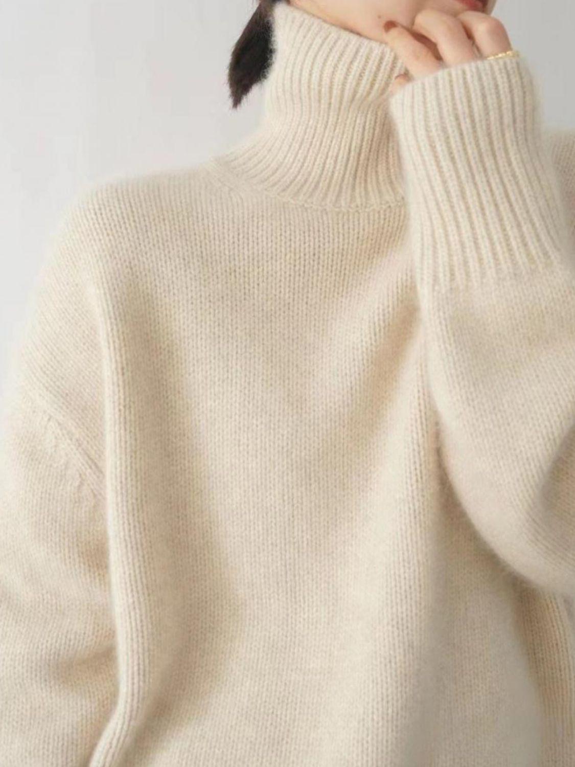 Trendy Oversized Turtleneck Sweater - Trendy by Luna