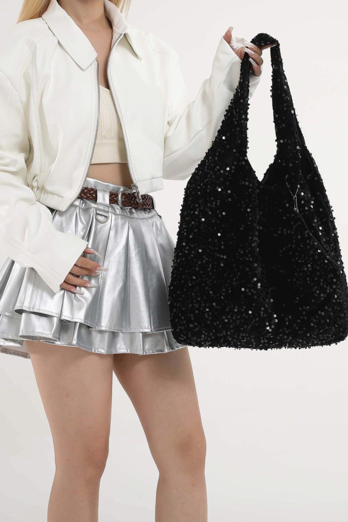 Sequin Polyester Handbag - Trendy by Luna