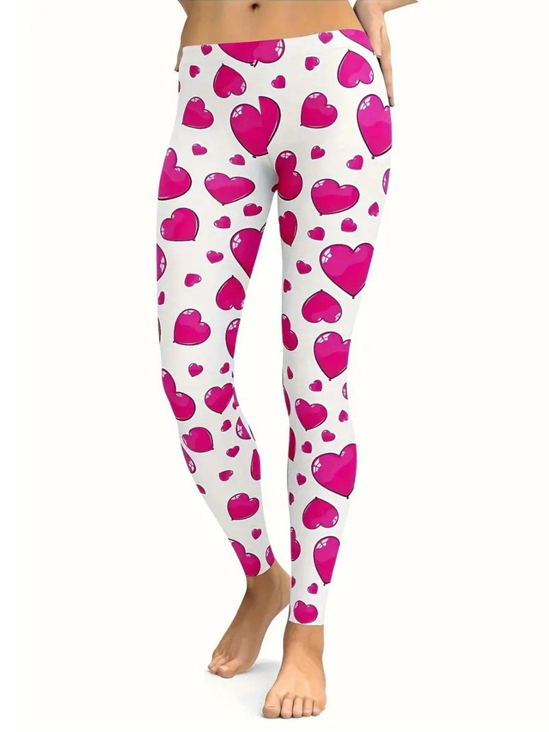 Heart Print Skinny Pants - Trendy by Luna