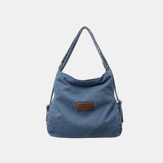 Adjustable Strap Denim Shoulder Bag - Trendy by Luna