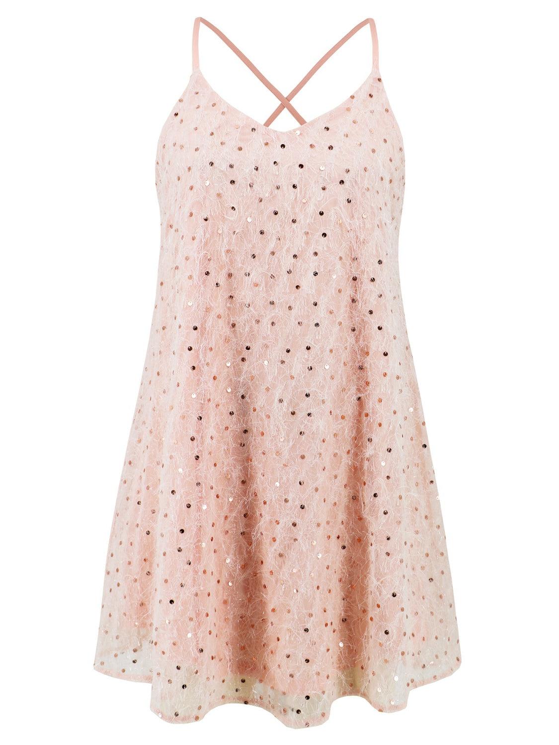 Sequin V-Neck Mini Cami Dress - Trendy by Luna