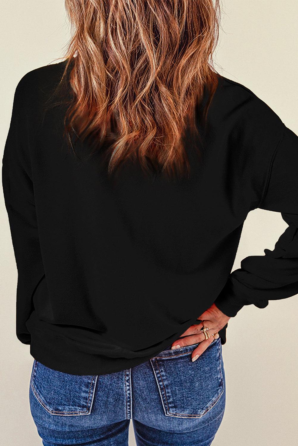 Valentine's Day Contrast Heart Long Sleeve Sweatshirt - Trendy by Luna