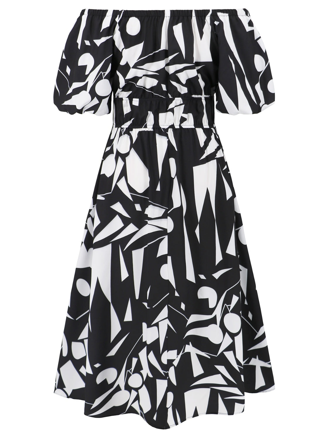 Printed Off-Shoulder Balloon Sleeve Dress - Trendy by Luna