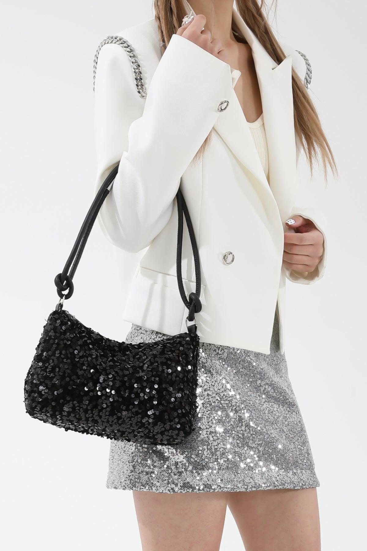 Sequin Double Strap Shoulder Bag - Trendy by Luna