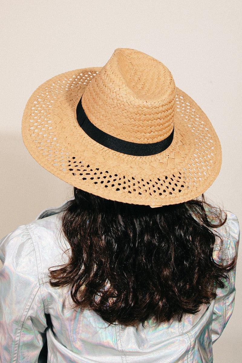 Fame Basket Weave Straw Sun Hat - Trendy by Luna