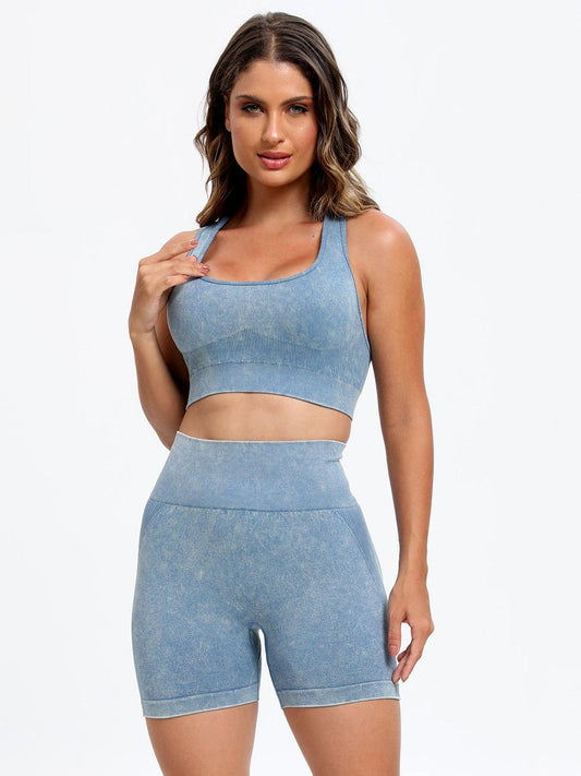 Scoop Neck Wide Strap Top and Shorts Active Set - Trendy by Luna