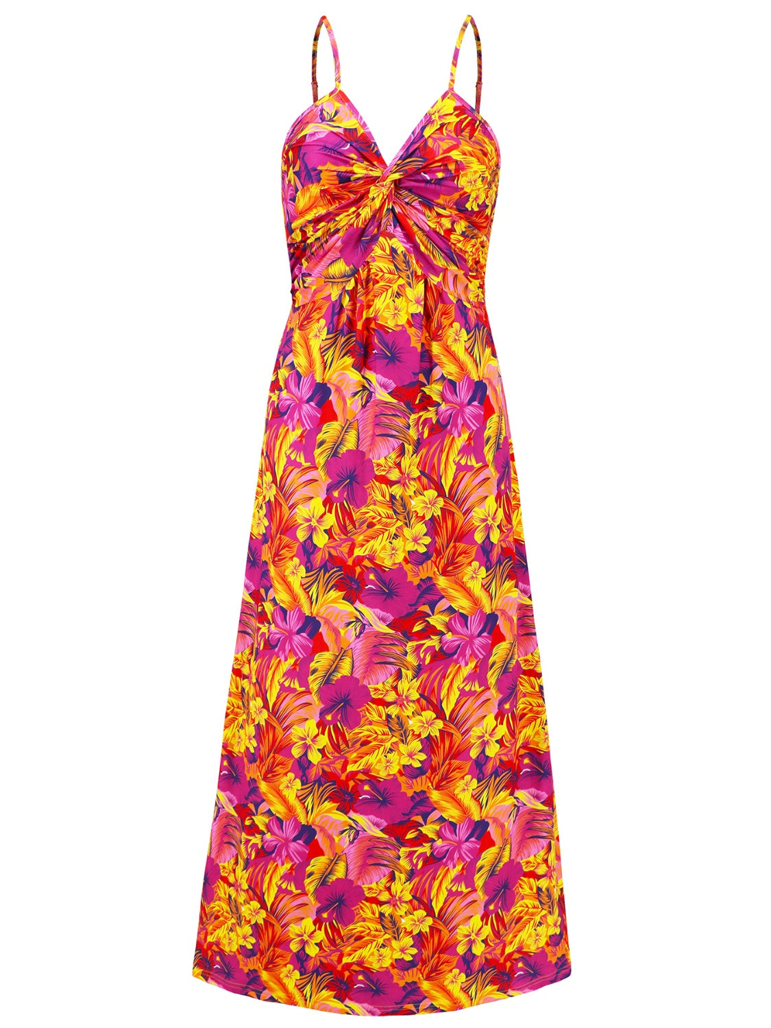 Twisted Printed V-Neck Cami Dress - Trendy by Luna