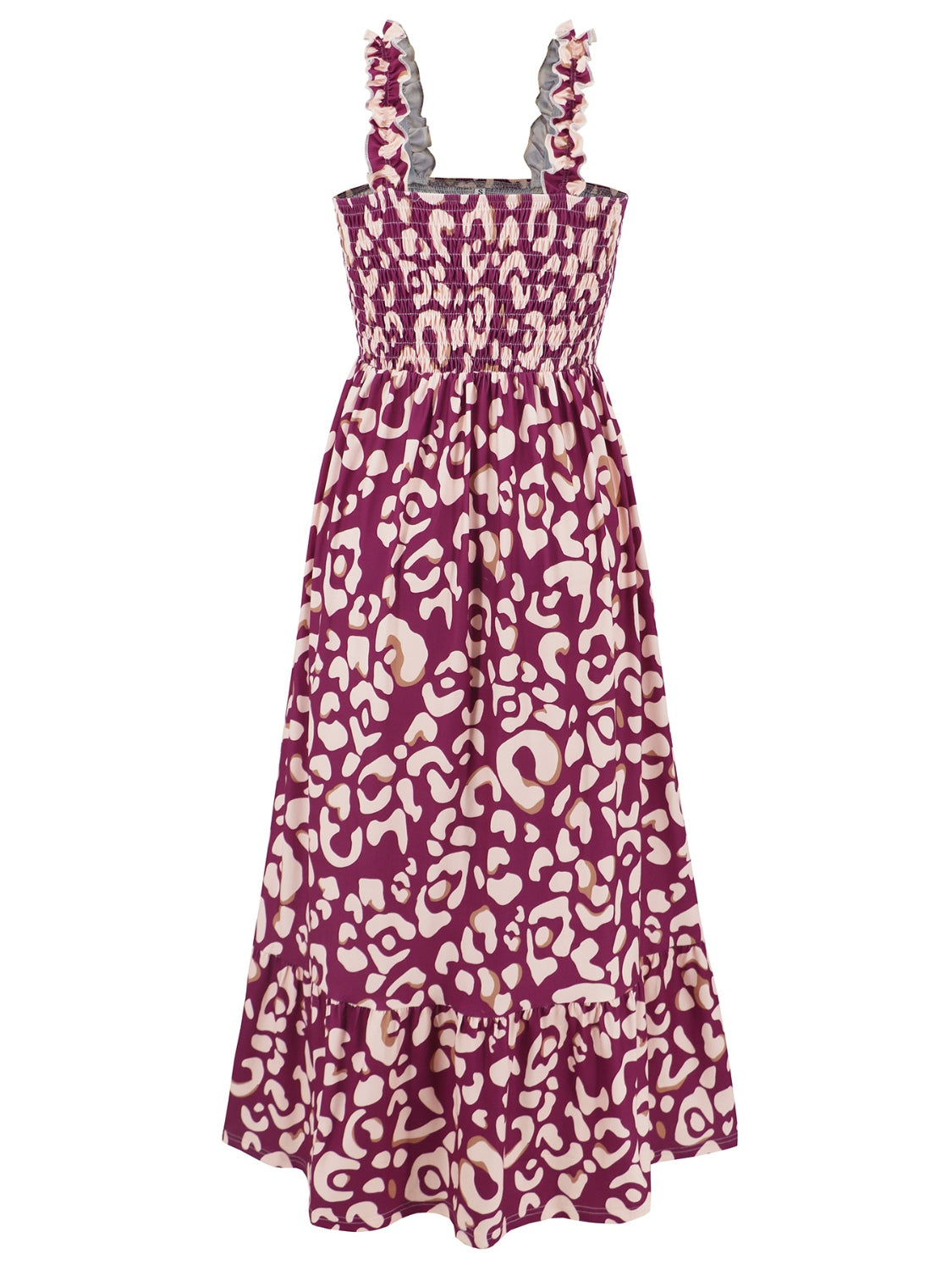 Smocked Printed Square Neck Sleeveless Dress - Trendy by Luna