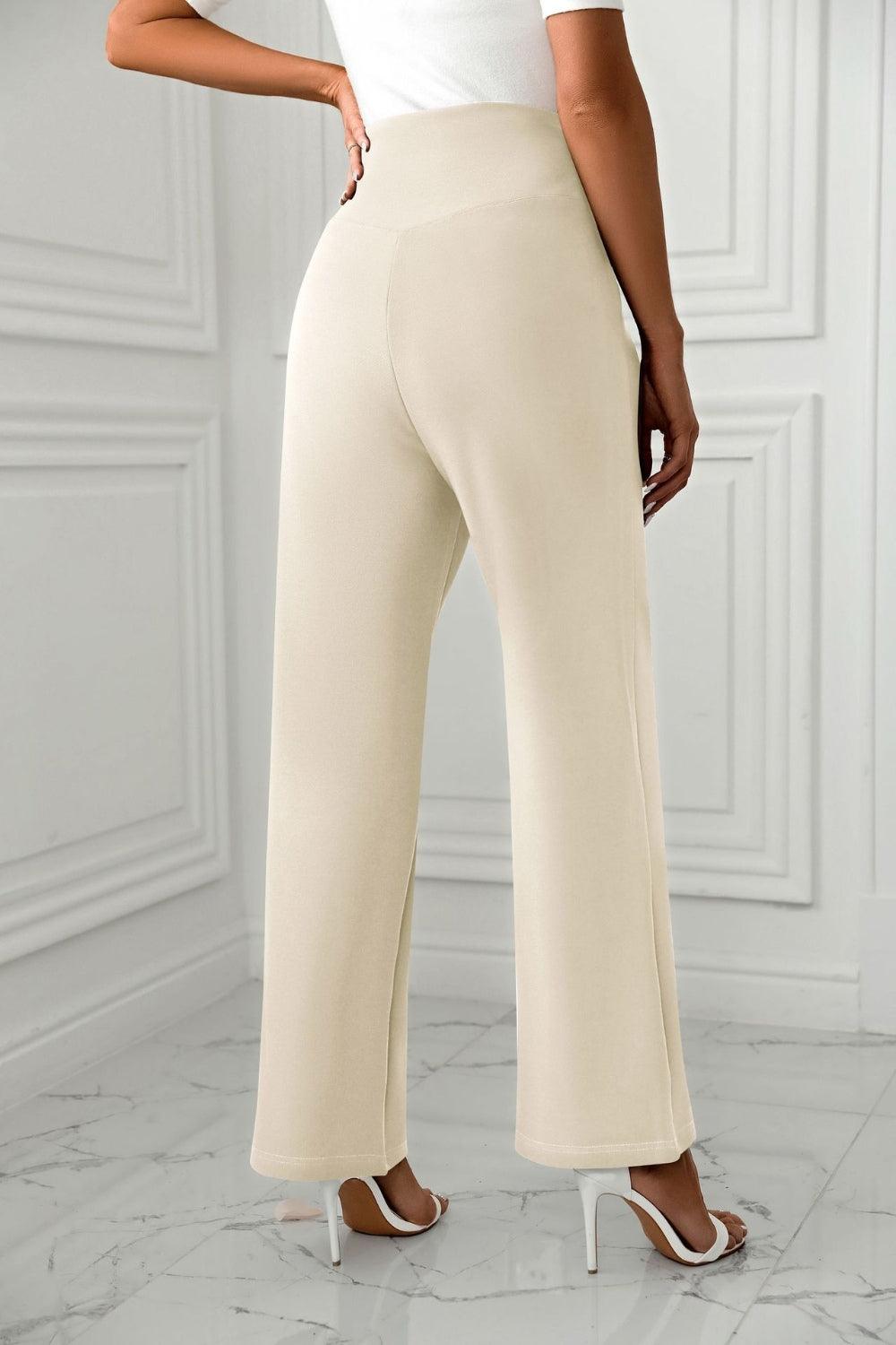 High Waist Straight Leg Pants - Trendy by Luna