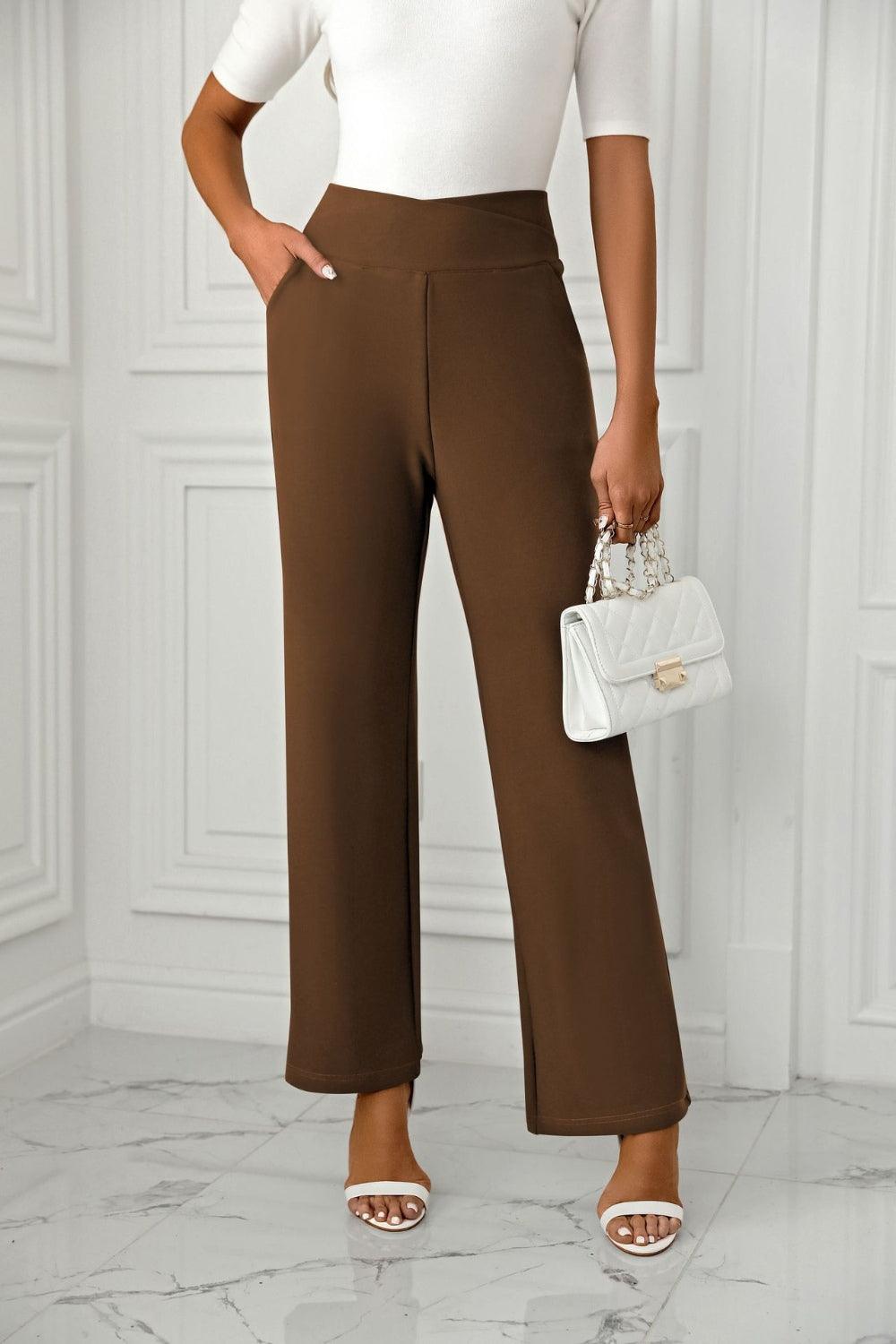 High Waist Straight Leg Pants - Trendy by Luna