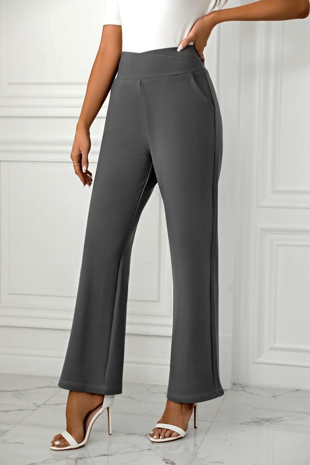 High Waist Straight Leg Pants - Trendy by Luna