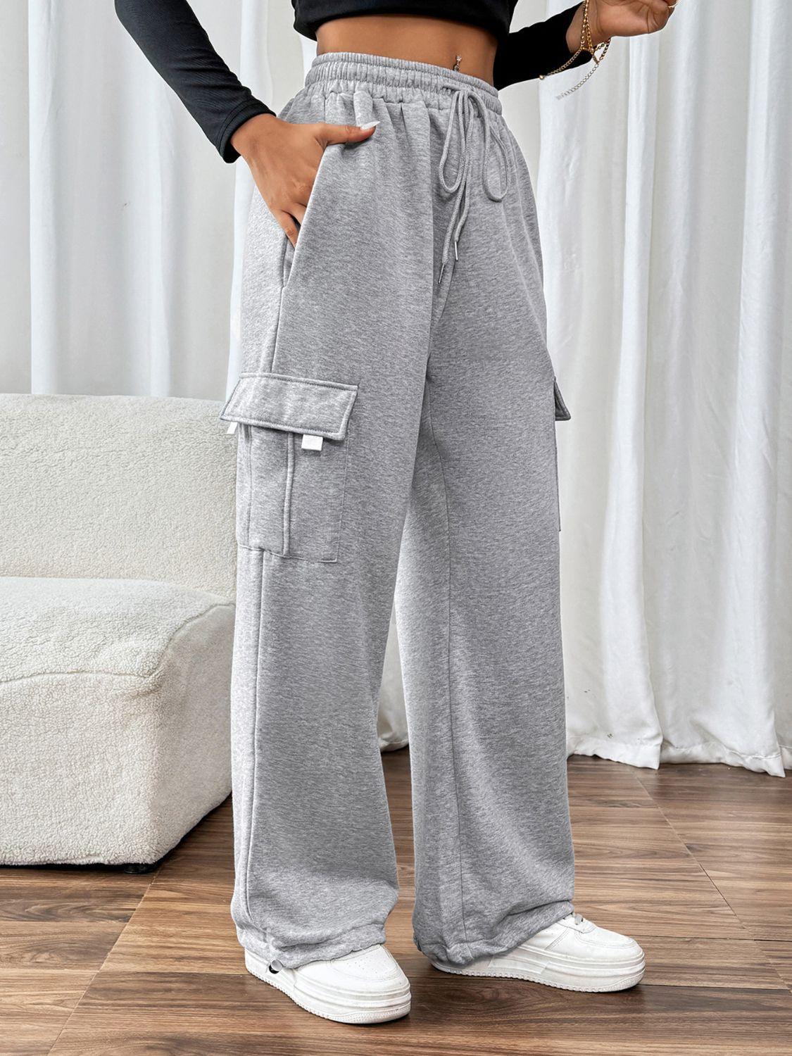 Perfee Drawstring Elastic Waist Joggers with Pockets - Trendy by Luna