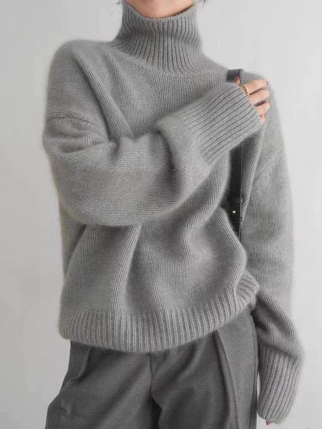 Trendy Oversized Turtleneck Sweater - Trendy by Luna