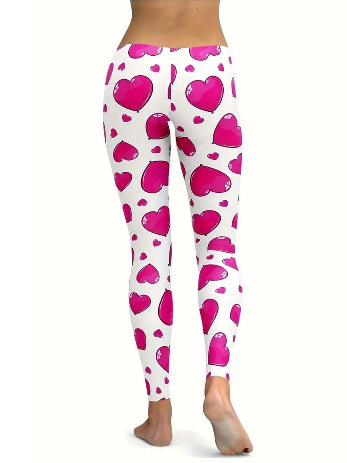 Heart Print Skinny Pants - Trendy by Luna