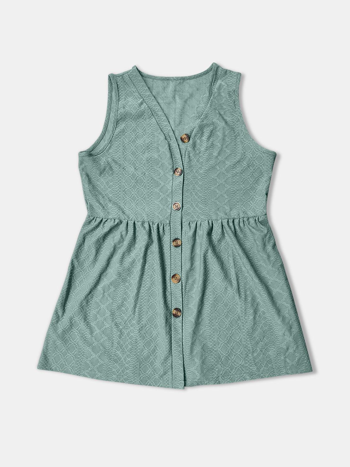 Button Up V-Neck Tank - Trendy by Luna