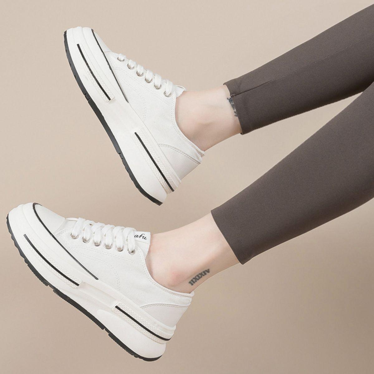 Tied Round Toe Platform Sneakers - Trendy by Luna