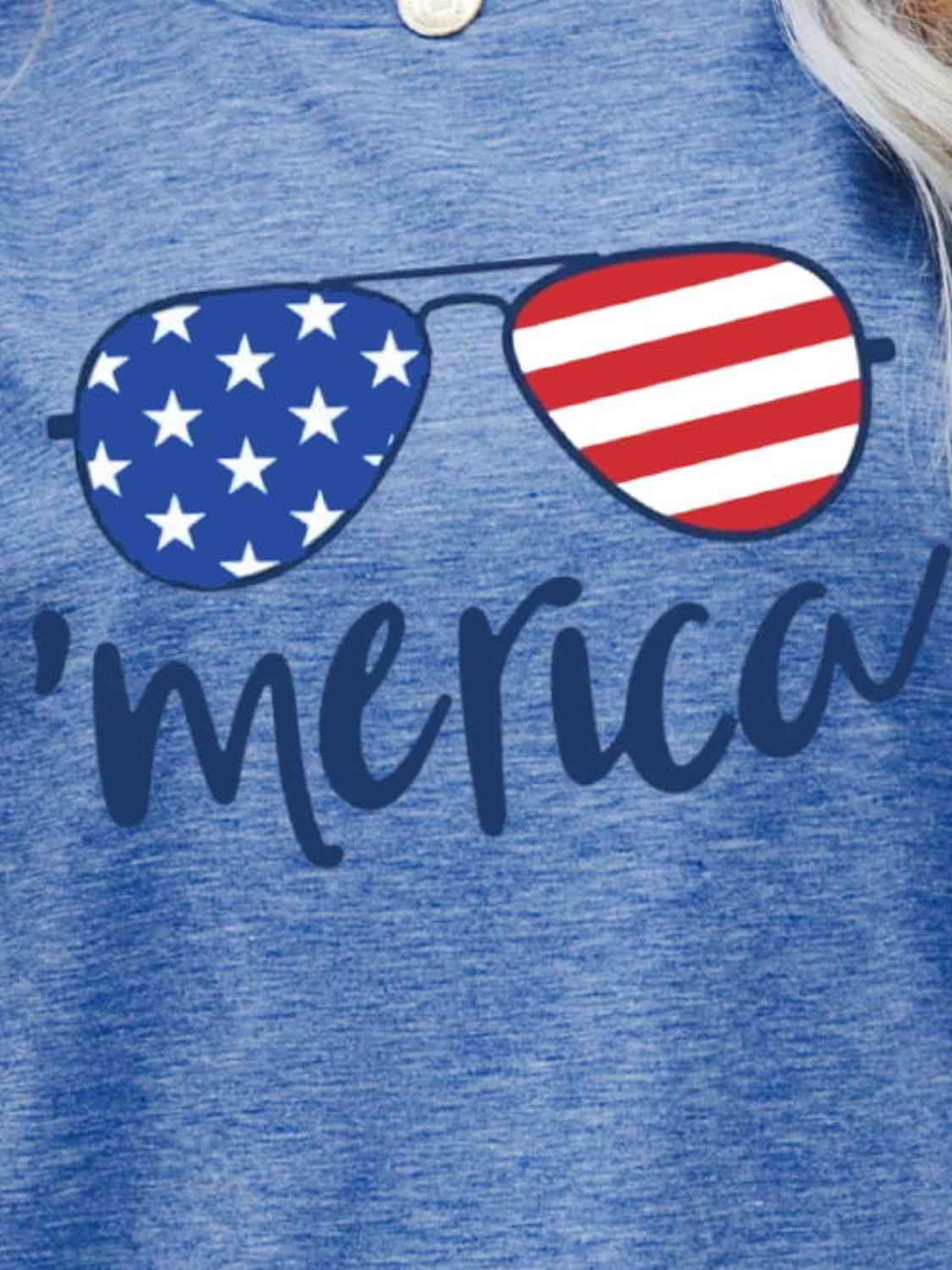 US Flag Glasses Graphic Tee - Trendy by Luna