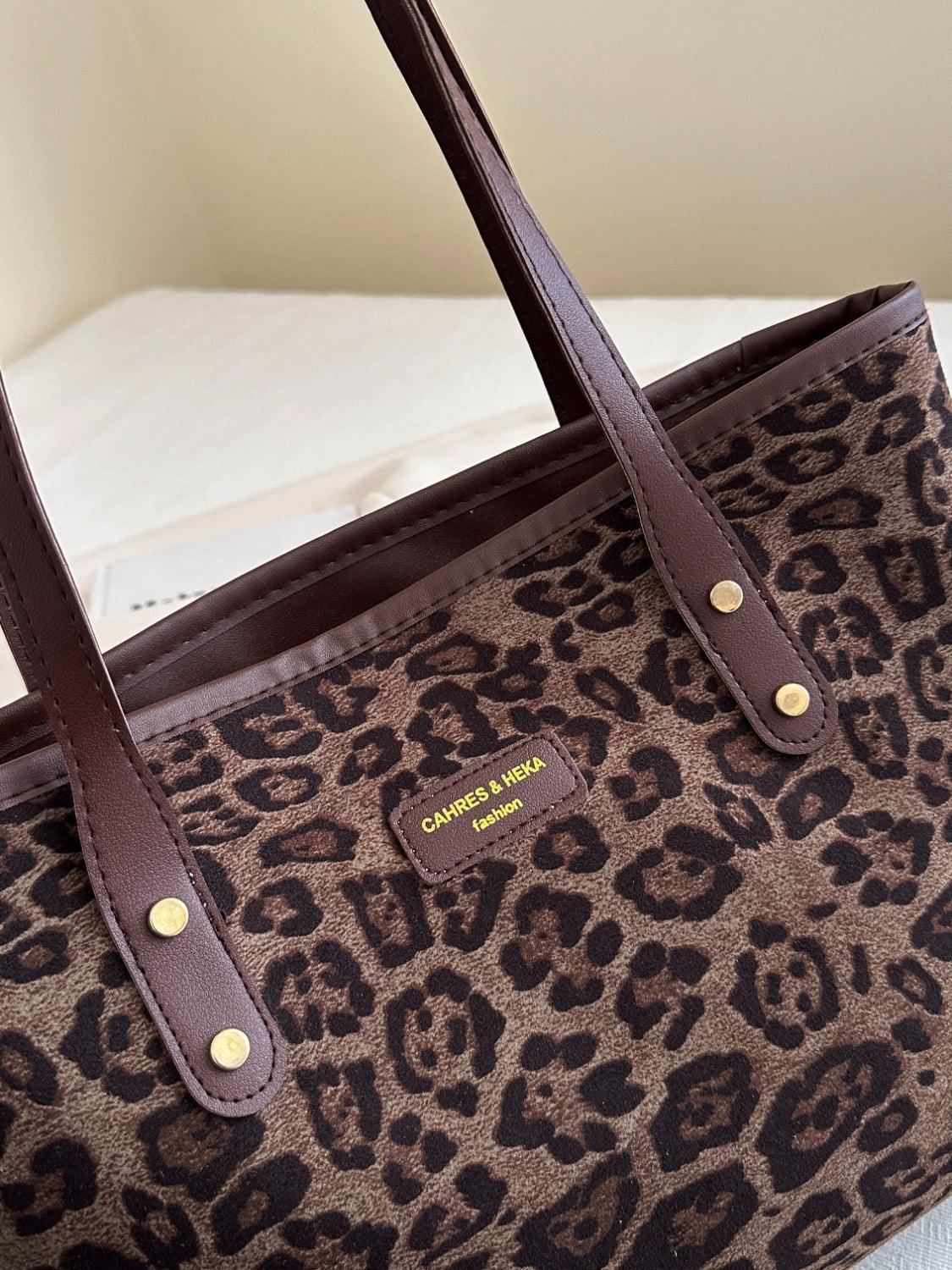 Leopard Polyester Tote Bag - Trendy by Luna