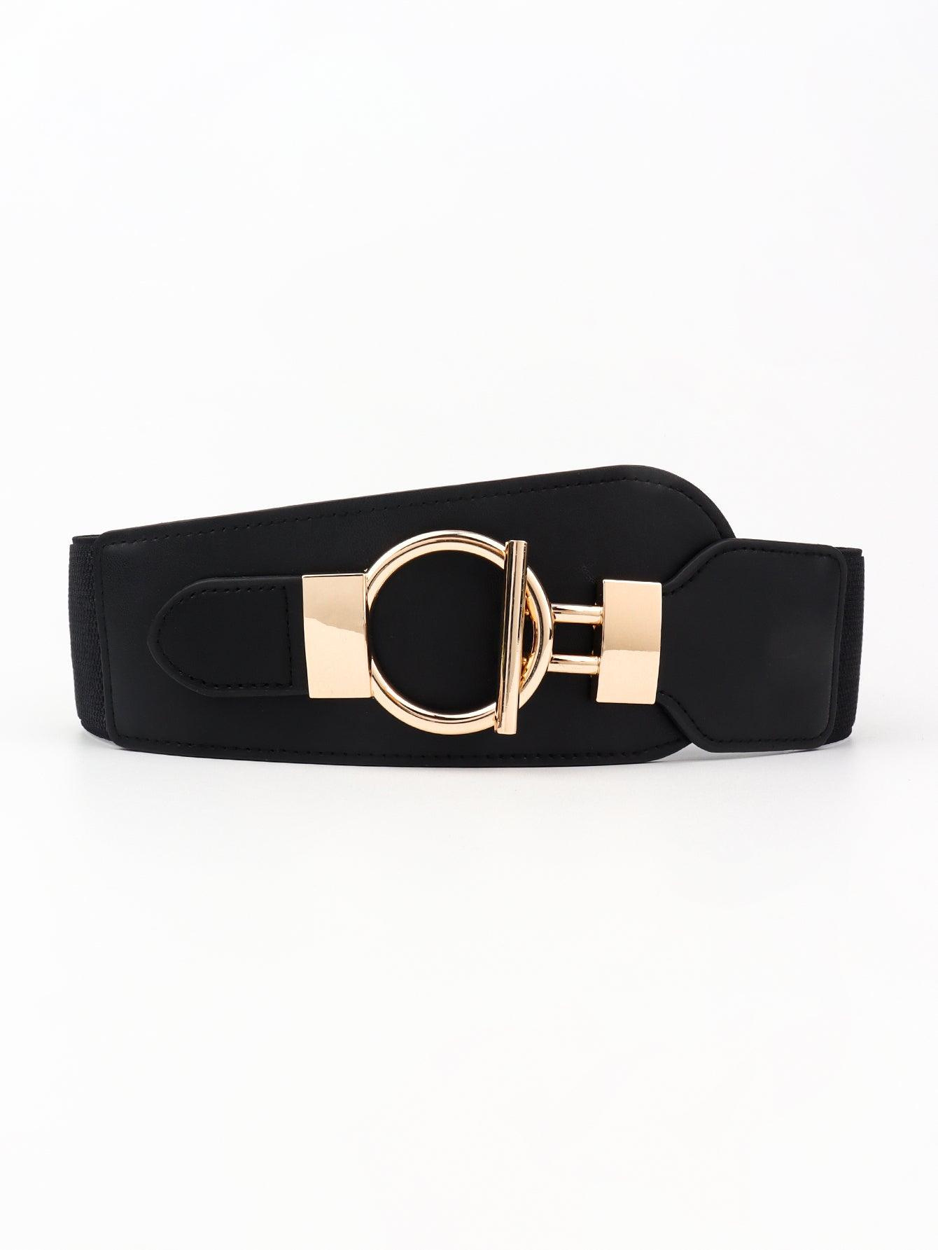 PU Elastic Wide Belt with Alloy Buckle - Trendy by Luna