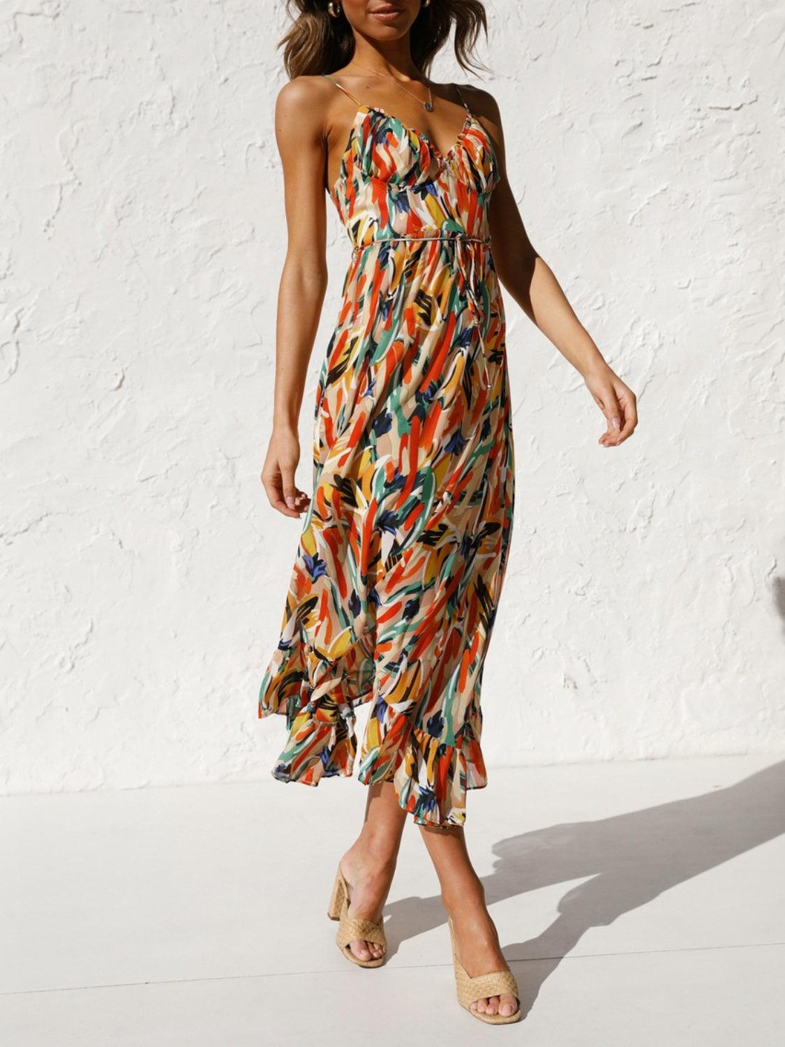 Printed Sleeveless Midi Cami dress - Trendy by Luna