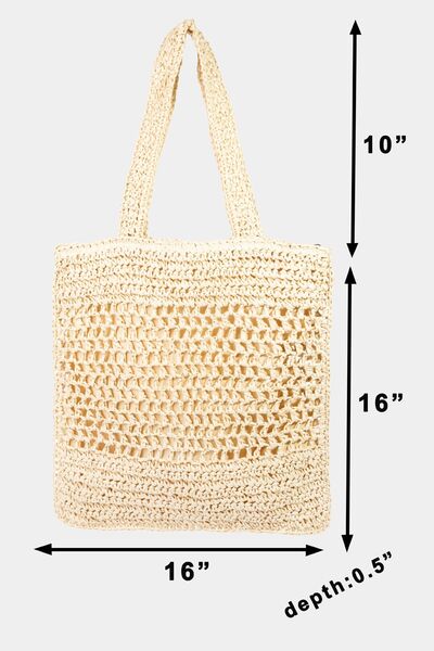 Fame Straw-Paper Crochet Tote Bag - Trendy by Luna