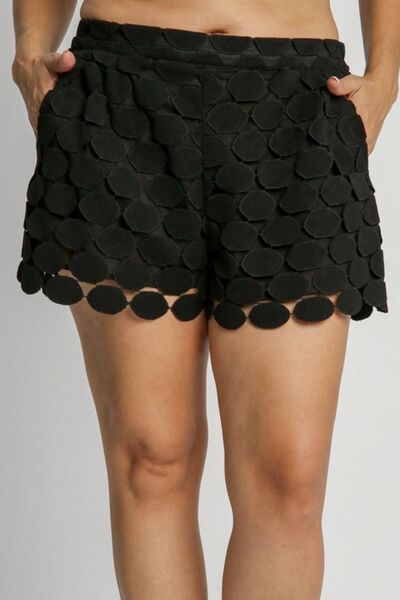 Umgee Full Size Polka Dot Lace Shorts Plus Size - Trendy by Luna