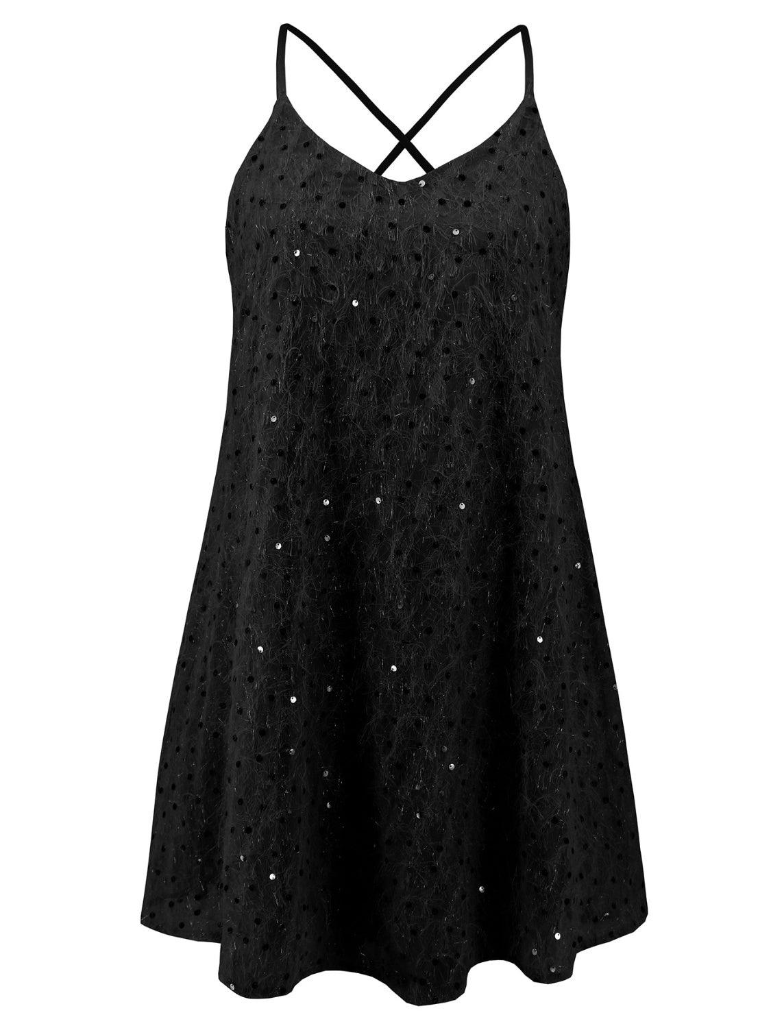 Sequin V-Neck Mini Cami Dress - Trendy by Luna