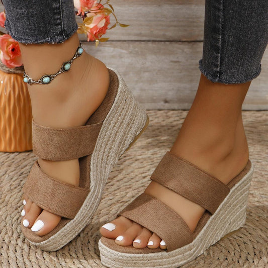 Open Toe Platform Wedge Sandals - Trendy by Luna