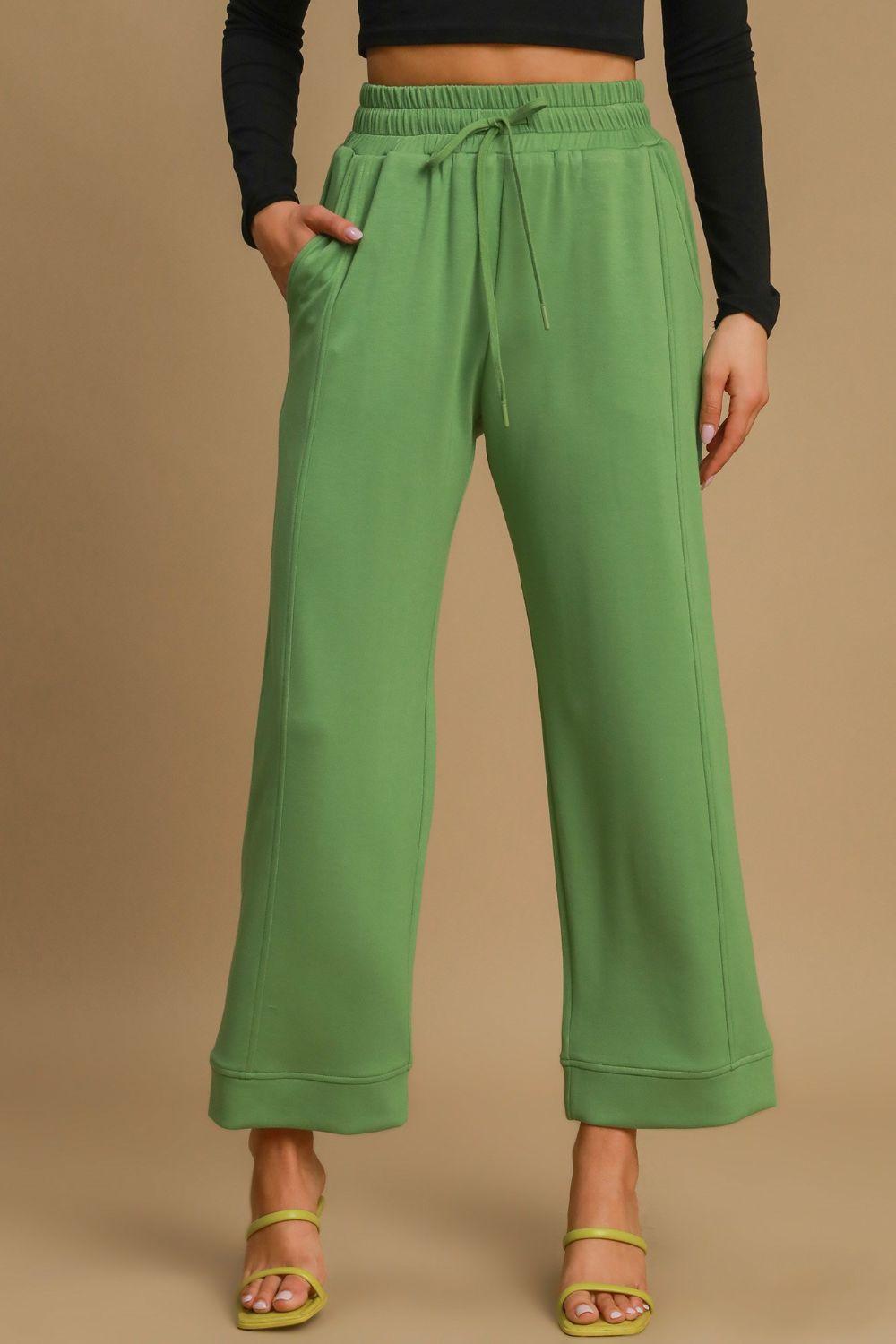 Drawstring Wide Leg Pants with Pockets - Trendy by Luna