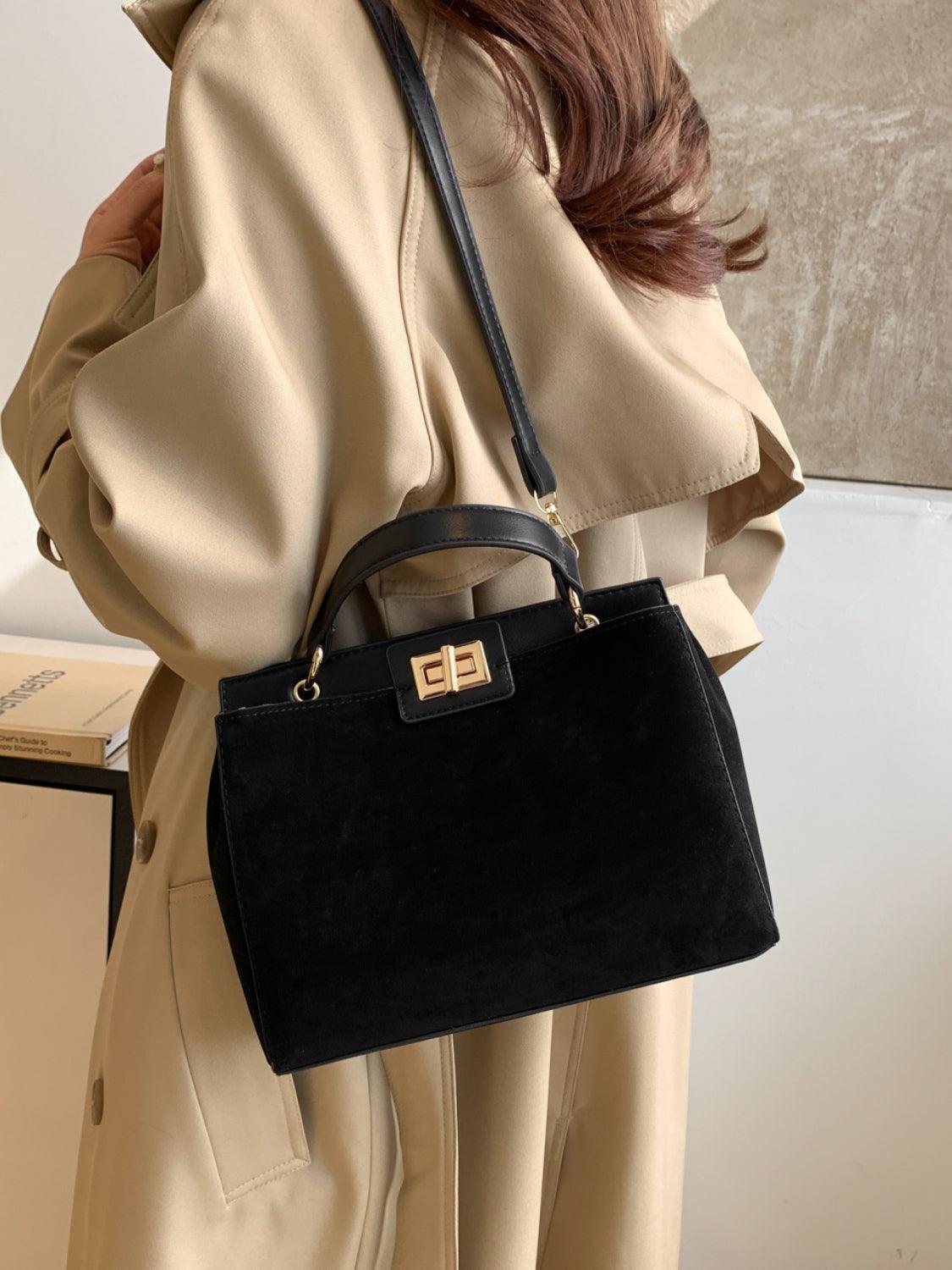 Solid Color Handbag with Removable Strap - Trendy by Luna