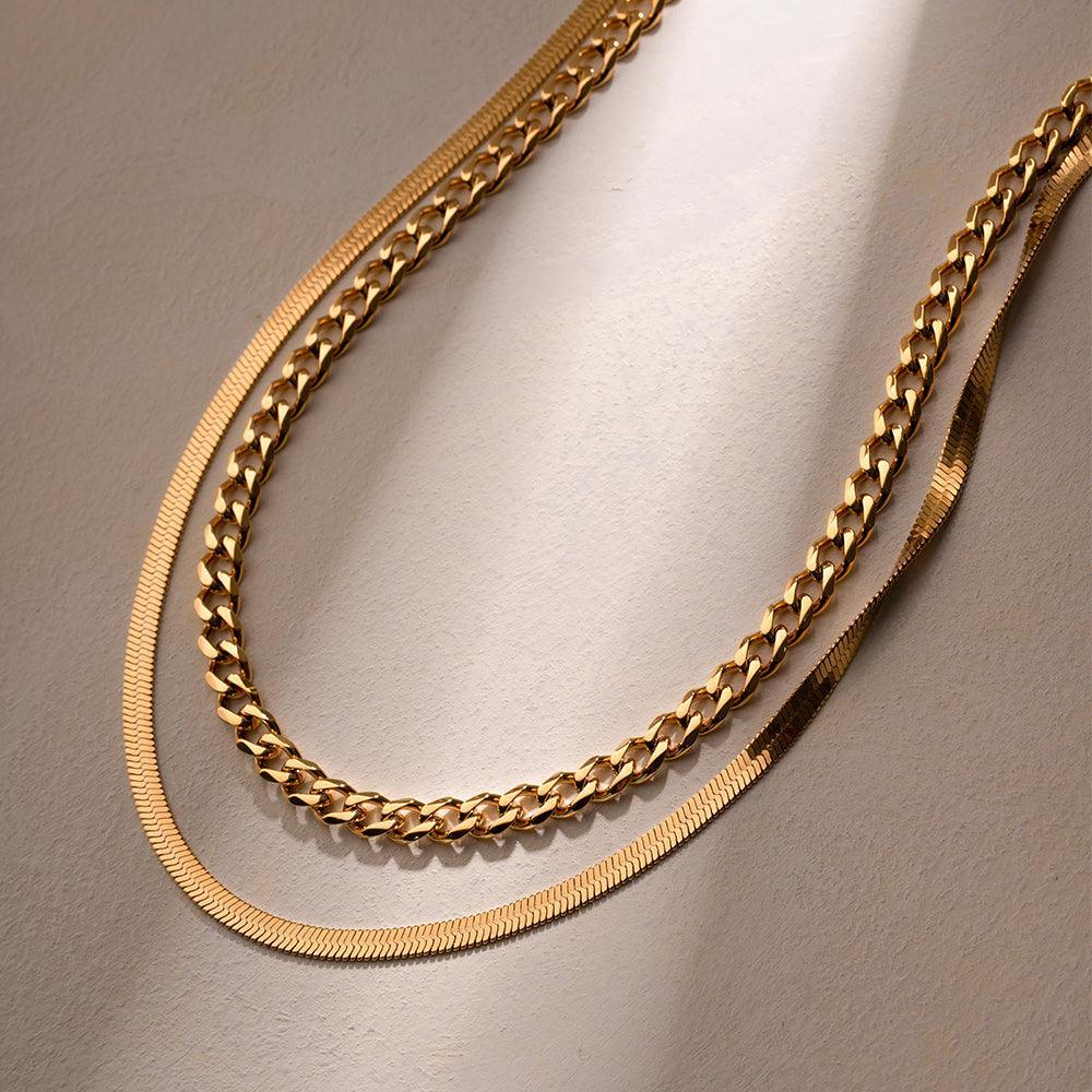 18K Gold-Plated Double Layered Necklace - Trendy by Luna