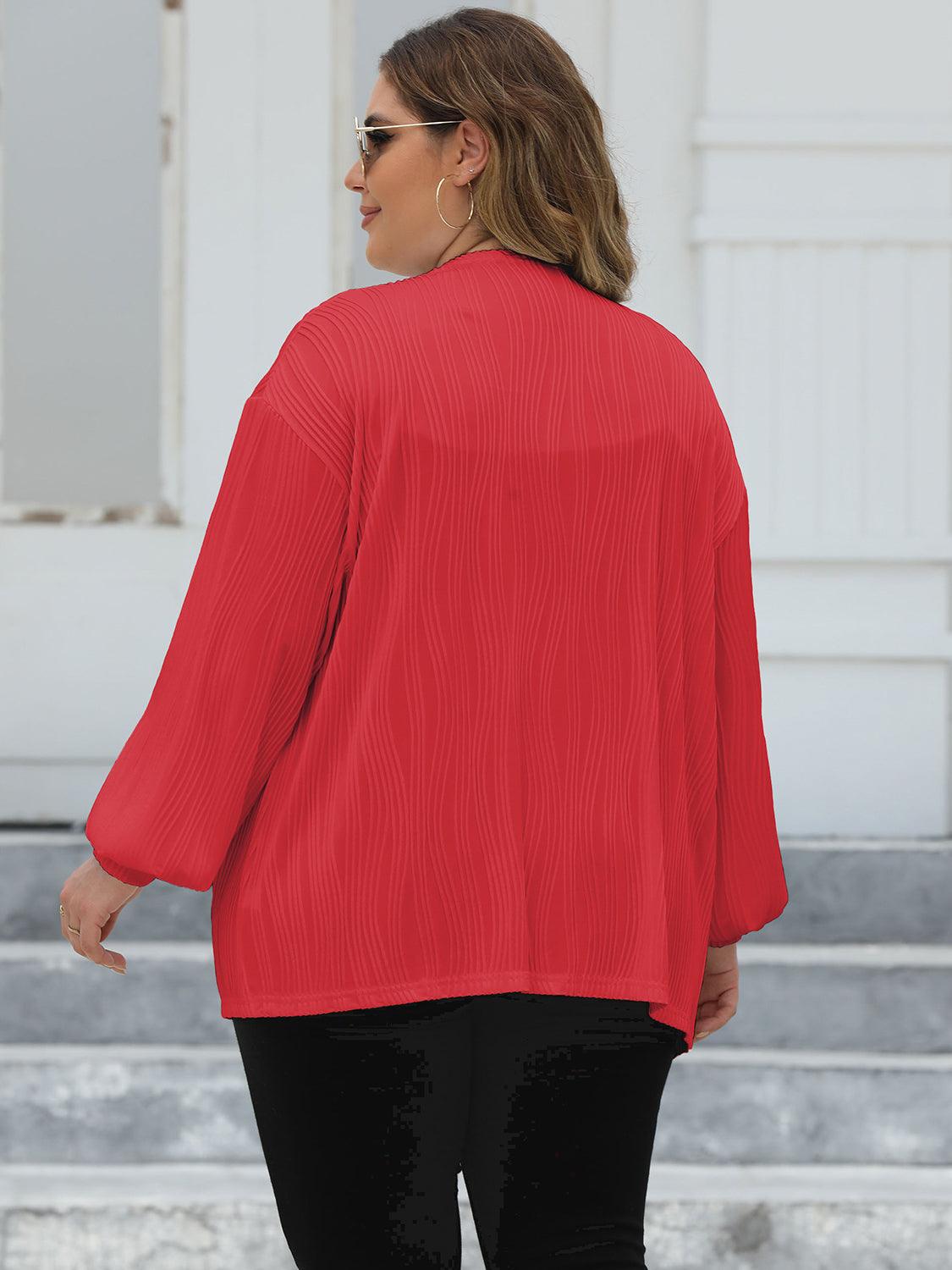 Plus Size Open Front Long Sleeve Cardigan - Trendy by Luna