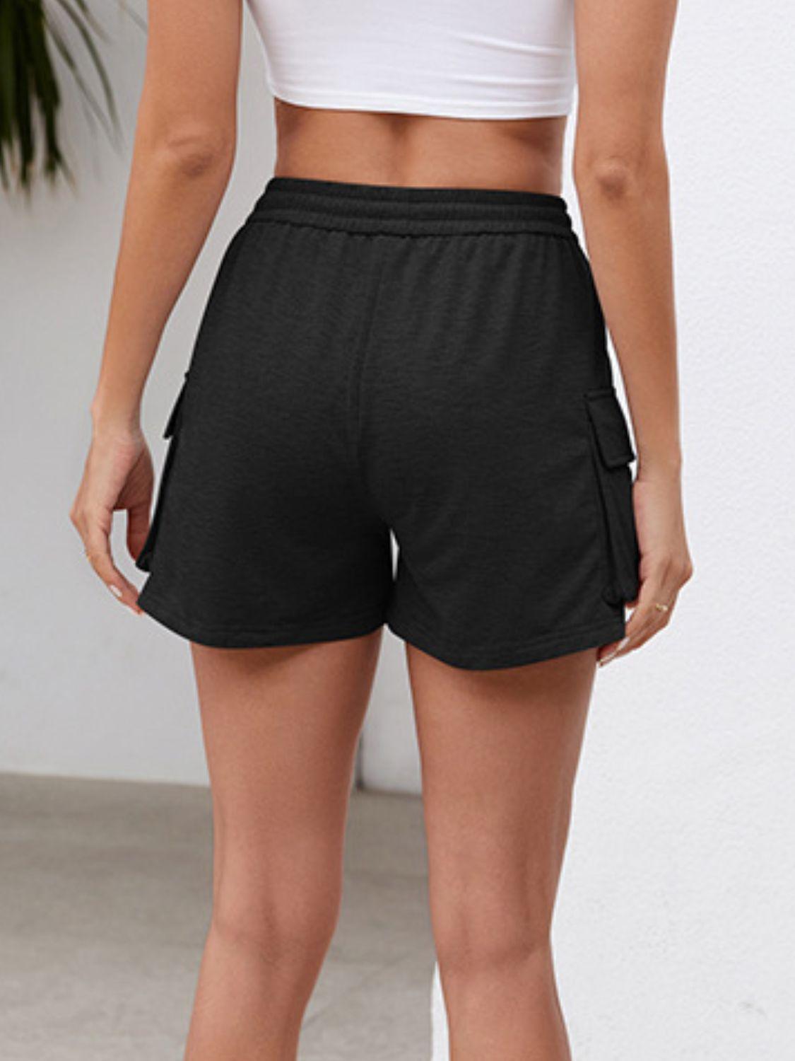 Drawstring Elastic Waist Shorts with Pockets - Trendy by Luna