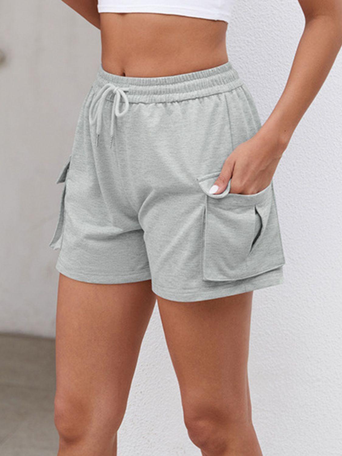 Drawstring Elastic Waist Shorts with Pockets - Trendy by Luna