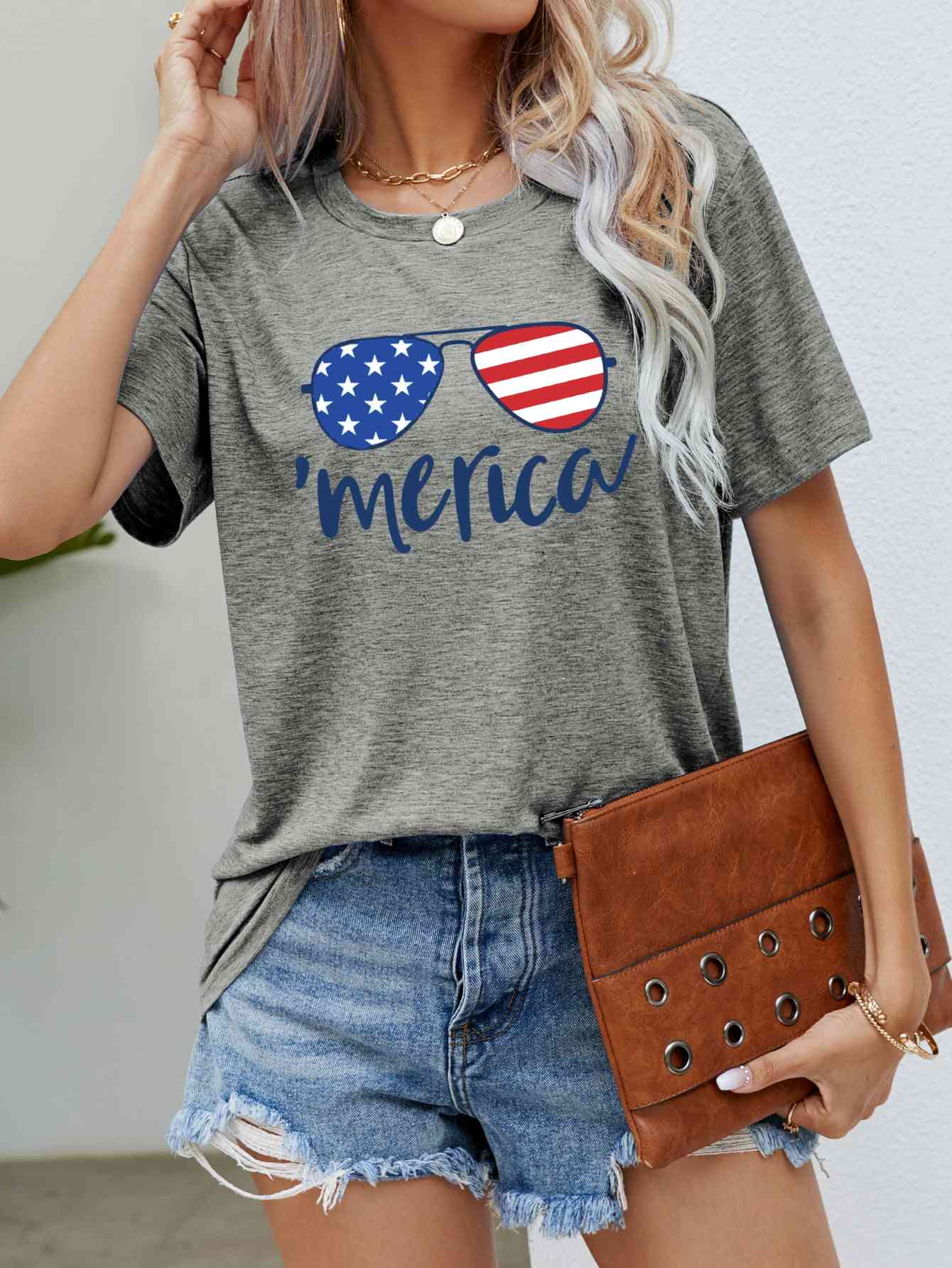 US Flag Glasses Graphic Tee - Trendy by Luna