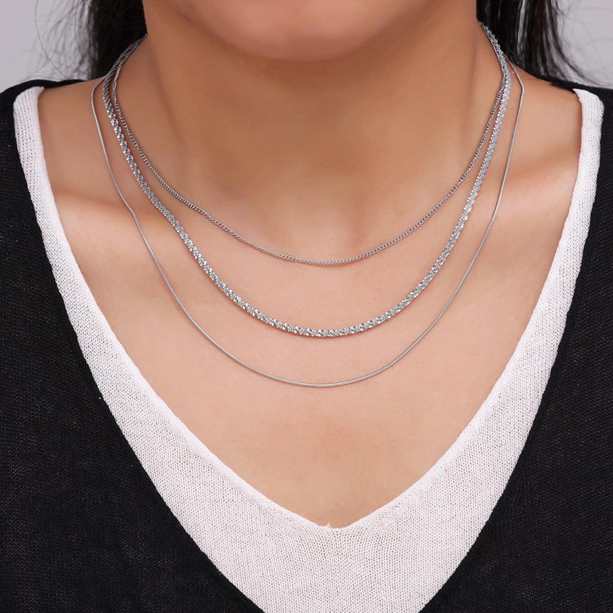 Titanium Steel Three-Layered Necklace - Trendy by Luna