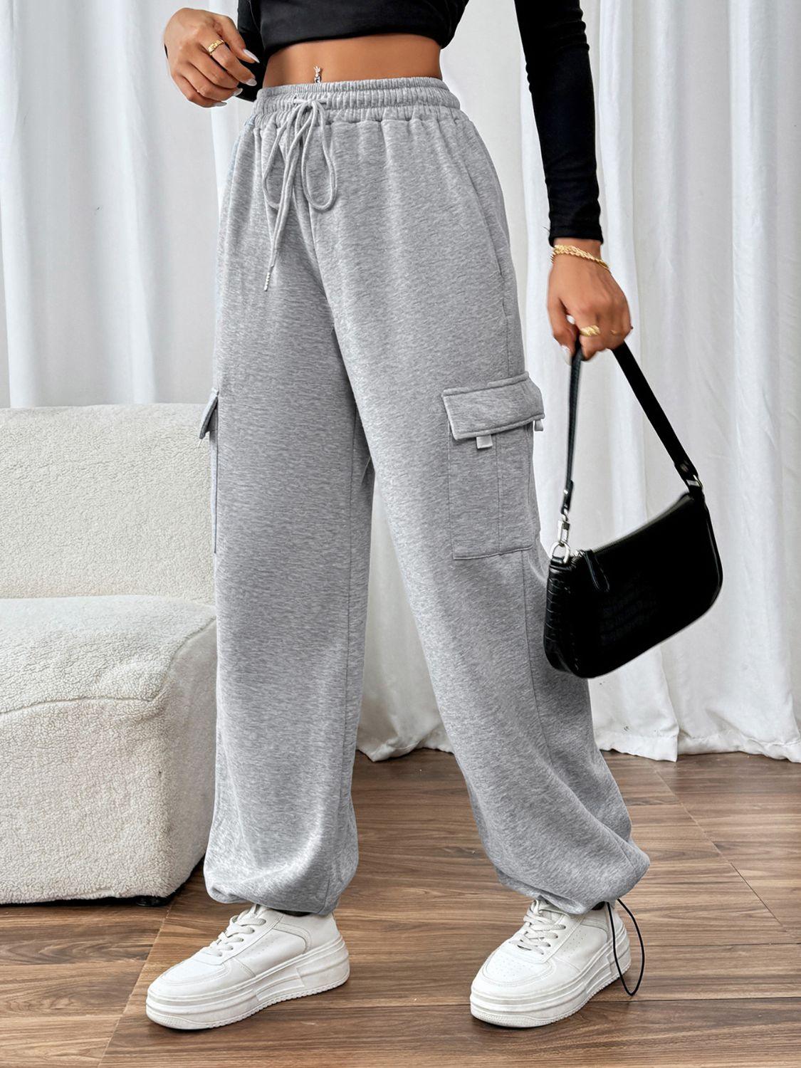 Perfee Drawstring Elastic Waist Joggers with Pockets - Trendy by Luna