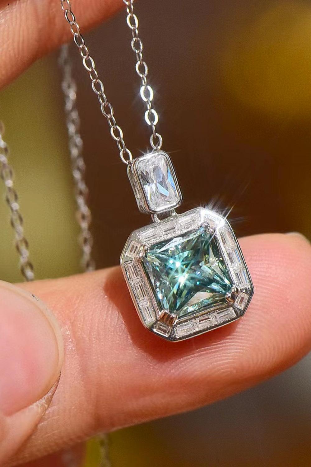 2 Carat Moissanite Square Pendant Necklace - Trendy by Luna