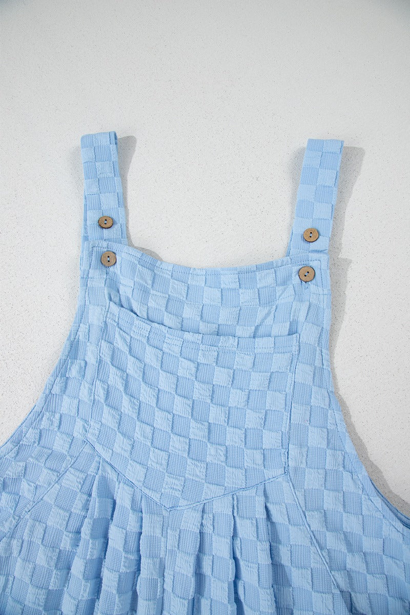 Checkered Pocketed Wide Leg Overalls - Trendy by Luna