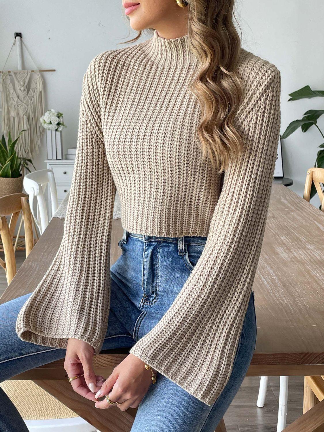 Trendy Mock Neck Long Sleeve Sweater - Trendy by Luna