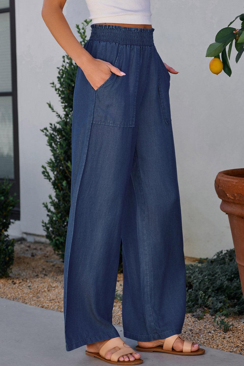 Wide Leg Pants with Pockets - Trendy by Luna