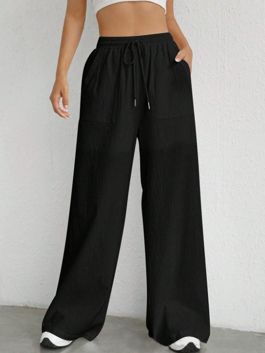 Drawstring Wide Leg Pants